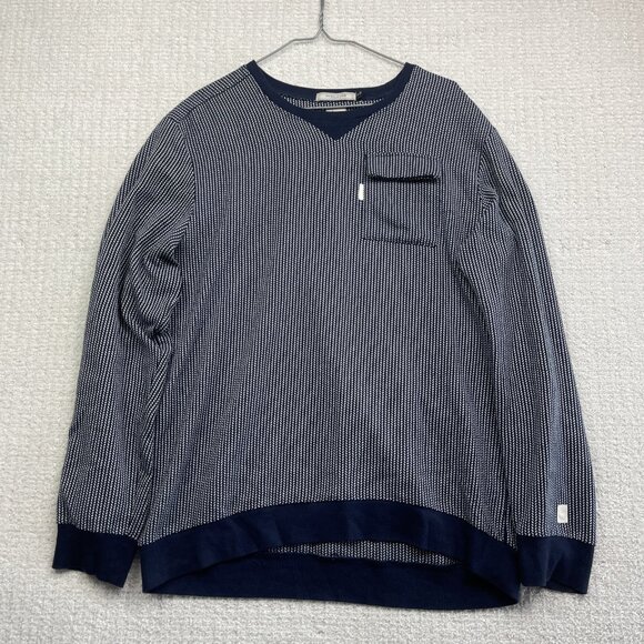 Vintage Y2K Mark Ecko Cut & Sew Pullover Sweater Men’s M Pocket Blue / White - Picture 1 of 14